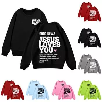 Детская толстовка с капюшоном для мальчиков и девочек, модная толстовка с длинными рукавами и принтом 100 чёрный