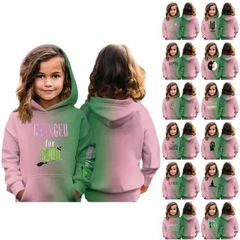 Детская толстовка с капюшоном для мальчиков и девочек, модная принтованная толстовка с длинными рукавами и карманом 100 армия зеленый