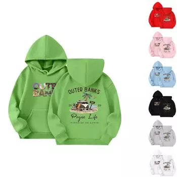 Детская толстовка с капюшоном для мальчиков и девочек, модная толстовка с длинными рукавами и принтом 110 чёрный