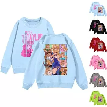 Детская толстовка с капюшоном для мальчиков и девочек, модная принтованная толстовка с длинными рукавами и карманом 100 чёрный