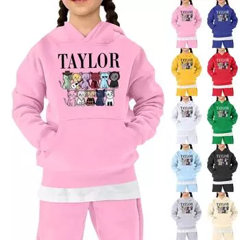 Детская толстовка с капюшоном для мальчиков и девочек, модная принтованная толстовка с длинными рукавами и карманом 100 чёрный