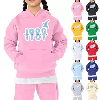 Детская толстовка с капюшоном для мальчиков и девочек, модная принтованная толстовка с длинными рукавами и карманом 100 чёрный