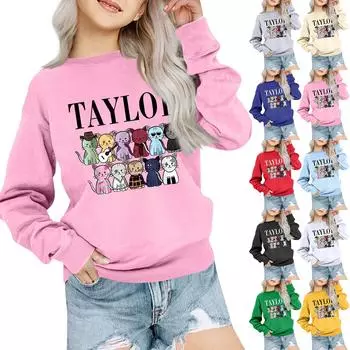 Детская толстовка с капюшоном для мальчиков и девочек, модная толстовка с длинными рукавами с принтом, возраст 3-14 лет 100 чёрный