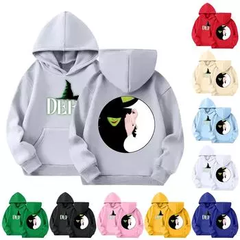 Детская толстовка с капюшоном для мальчиков и девочек, модная толстовка с длинными рукавами и карманом, 3-14 лет 100 чёрный