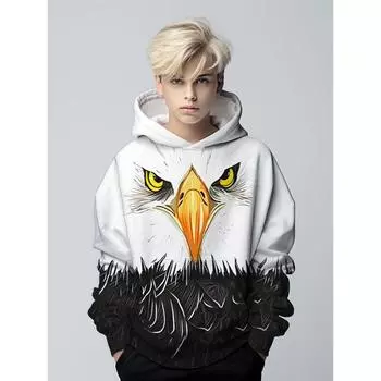 Детская толстовка с капюшоном Eagle, детский детский топ с длинным рукавом, цифровая печать, весенняя и осенняя верхняя одежда 100CM