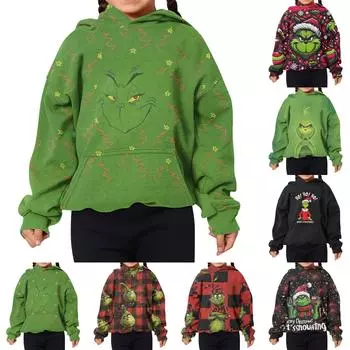 Детская толстовка с капюшоном и длинными рукавами с праздничным принтом, свободная толстовка для мальчиков и девочек, толстовка 110