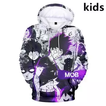 Детская толстовка с капюшоном Mob Psycho 100 для детей от 3 до 14 лет, толстовки с принтом в виде 3D-принта для мальчиков и девочек, толстовка Mobu Saiko Hyaku, пуловер, пальто, детская одежда S