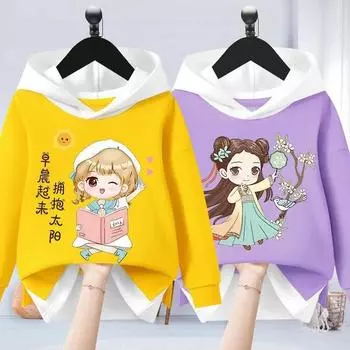 Детская толстовка с капюшоном Moon Anime Game Cartoon Printed Autumn Spring с длинным рукавом для девочек Kawaii Casual Top 110