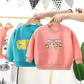 Детская толстовка с капюшоном на весну и осень для мальчиков и девочек, толстовка с длинными рукавами и рисунком из мультфильма 90cm