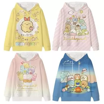 Детская толстовка с капюшоном Sumikko Gurashi, осенний свитер с длинными рукавами для мальчиков и девочек, детский пуловер 100 белый