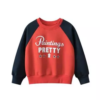 Детская толстовка с надписью «Письма» свободная круглая горловина свитер рубашка для мальчиков детская одежда детская одежда 90cm темно-синий/красный