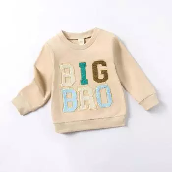 Детская толстовка с принтом букв, пуловер, повседневный детский топ с длинными рукавами 110