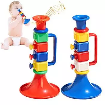 Детская труба игрушка для малышей мальчиков девочек пластиковая цветная труба классическая музыка обучение для начинающих раннее образование портативные музыкальные инструменты игрушка синий