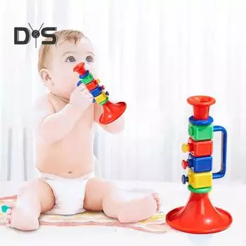 Детская труба игрушка для малышей мальчиков девочек пластиковая цветная труба классическая музыка обучение для начинающих раннее образование портативные музыкальные инструменты игрушка синий