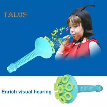 Детская труба-мыльница с наполнителем для мыльного раствора, палочка для выдувания пузырей с несколькими отверстиями, игрушка для мальчиков и девочек, выдувающая мыльные пузыри A