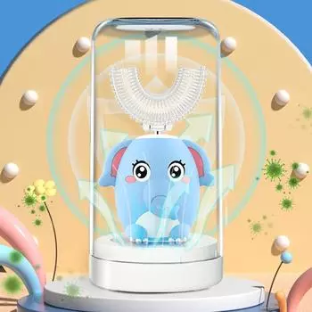 Детская U-образная звуковая электрическая зубная щетка для детей, мультяшная, 360 градусов, автоматическая силиконовая зубная щетка, перезаряжаемая, умный таймер