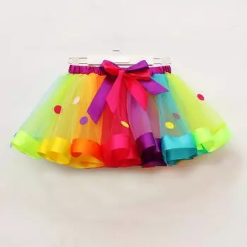 Детская юбка-пачка из тюля для девочек, вечерние танцевальные балетные костюмы Радуги для малышей, юбка S