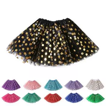 Детская юбка, тюлевое платье S для младенцев, волнистая точка для маленьких девочек и малышей One Size чёрный