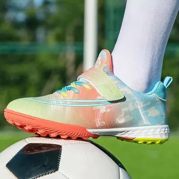 Детская удобная футбольная обувь на липучке со сломанными ногтями для мальчиков и девочек, игровая тренировочная обувь для спорта на открытом воздухе 30