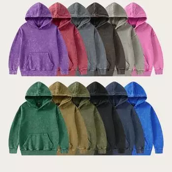 Детская уличная одежда, модные, классные, 350 г, махровый хлопок, винтажные толстовки с капюшоном на молнии для мальчиков и девочек, повседневные спортивные топы, верхняя одежда, детская одежда 110cm чёрный