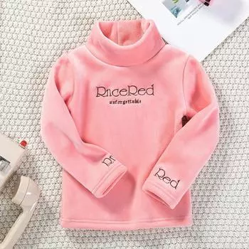 Детская утепленная рубашка с подкладкой, средние и большие размеры, детские внутренние топы с длинными рукавами и высоким воротом 160 чёрный