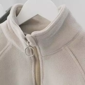 Детская утолщенная бархатная куртка-свитер — новый весенне-осенний стиль 90 cm грязно-белый