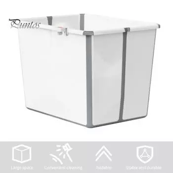 Детская ванна со съемным табуретом, термометром, складная, портативная, с увеличенной высотой, аксессуары для ухода за домашними животными белый