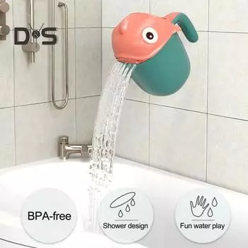 Детская ванночка для ополаскивания волос и тела с удобной ручкой в форме мультяшного животного, успокаивающая игрушка для купания с эффектом тропического душа для детей розовый/фиолетовый