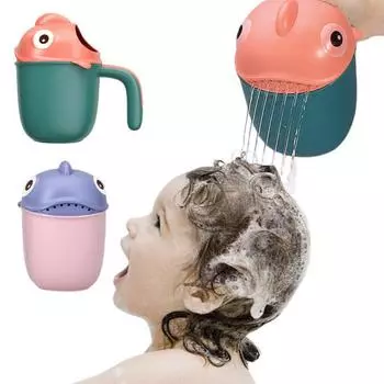 Детская ванночка для ополаскивания волос и тела с удобной ручкой в форме мультяшного животного, успокаивающая игрушка для купания с эффектом тропического душа для детей розовый/фиолетовый