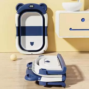 Детская ванночка с датчиком температуры, складная, переносная, ванночка для новорожденных, средства по уходу за младенцами, товары для купания младенцев, товары для детского душа no mat синий