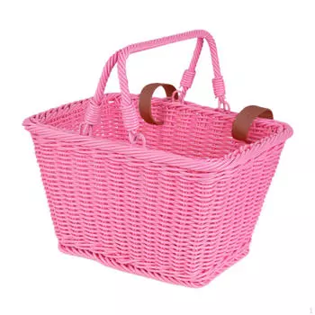 Детская велосипедная корзина для хранения велосипедного руля для мальчиков и девочек, тканая детская ручка розовый