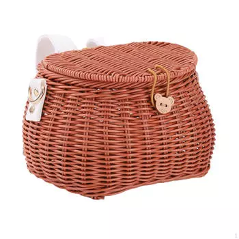 Детская велосипедная корзина, передняя часть велосипеда, детская велосипедная корзина с крышкой и плечевым ремнем фиолетовый