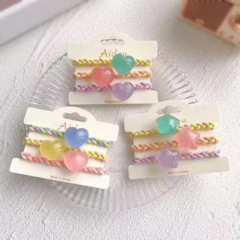 Детская веревка для волос Детская петля для волос в форме сердца, украшение в форме звезды, красочные аксессуары для волос