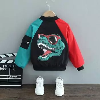 Детская верхняя одежда, детская одежда, детские ветровки, пальто, весенне-осенние куртки с рисунком динозавра, модная куртка для мальчиков 160 белый
