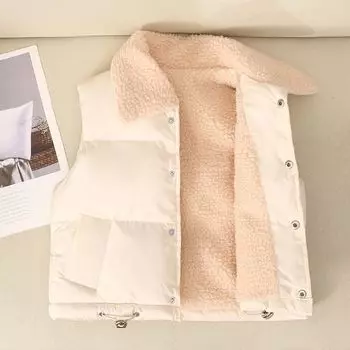 Детская верхняя одежда Зимние жилеты Куртки Толстые бархатные куртки для мальчиков Новогодние костюмы Теплые пальто Жилет с капюшоном для малышей 110cm чёрный