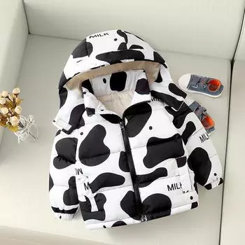 Детская весенне-осенне-зимняя детская пуховая куртка с хлопковой подкладкой с героями мультфильмов Детская хлопковая стеганая куртка Короткая куртка для мальчиков и девочек 90cm розовый