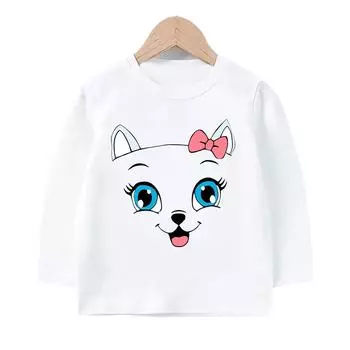 Детская весенне-осенняя футболка с длинными рукавами и принтом для девочек, детский топ, милая рубашка 2T(90)