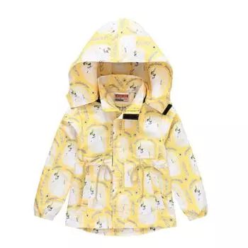 Детская весенне-осенняя новая модная куртка с принтом для мальчиков и девочек с капюшоном на молнии, рубашка с двойной ветровкой 100cm