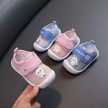 Детская весенне-осенняя прогулочная обувь для отдыха, тканевая обувь с милым кроликом, обувь для громкого звонка для мальчиков и девочек 16 синий
