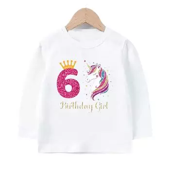 Детская весенне-осенняя рубашка на день рождения с числами от 1 до 10, нижняя рубашка с длинными рукавами и принтом для мальчиков и девочек, топ с принтом, Подарочная рубашка 2T(90)