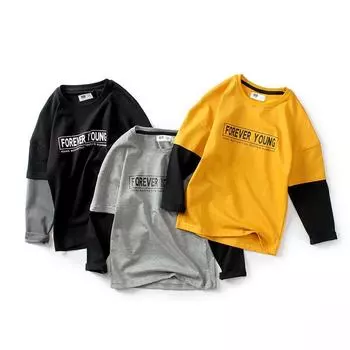 Детская весенне-осенняя тонкая повседневная свободная удобная рубашка с круглым вырезом и длинными рукавами 160cm