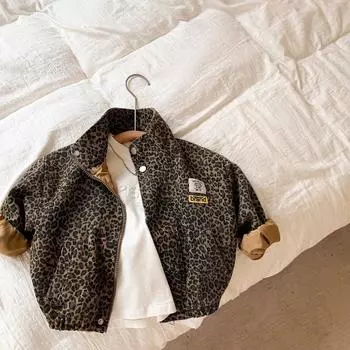 Детская весенняя куртка с длинным рукавом, повседневная короткая верхняя куртка с отворотом 140