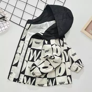 Детская весенняя повседневная куртка для мальчиков с капюшоном, цветная куртка Cool Handsome Boy весна и осень 170 чёрный