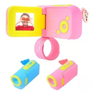 Детская видеокамера цифровая видеокамера HD с наклейками из мультфильмов для детей в подарок на день рождения Blue