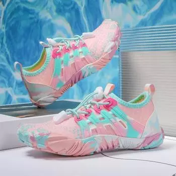 Детская водная обувь Детская аква-обувь Дренажные пляжные спортивные сандалии Быстросохнущие плавание босиком Кроссовки для катания на лодках, дайвинга и серфинга 26 чёрный