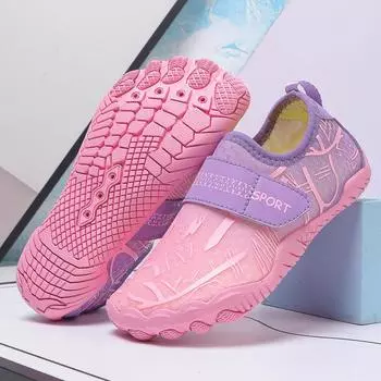 Детская водная обувь Детская аква-обувь Дренажные пляжные спортивные сандалии Быстросохнущие плавание босиком Кроссовки для катания на лодках, дайвинга и серфинга 26 чёрный