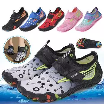 Детская водная обувь Детская аква-обувь Дренажные пляжные спортивные сандалии Быстросохнущие плавание босиком Кроссовки для катания на лодках, дайвинга и серфинга 28 синий