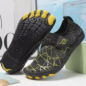 Детская водная обувь Детская аква-обувь Дренажные пляжные спортивные сандалии Быстросохнущие плавание босиком Кроссовки для катания на лодках, дайвинга и серфинга 26 чёрный