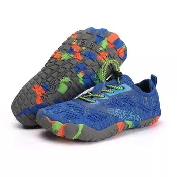 Детская водная обувь Детская аква-обувь Дренажные пляжные спортивные сандалии Быстросохнущие плавание босиком Кроссовки для катания на лодках, дайвинга и серфинга 24 синий