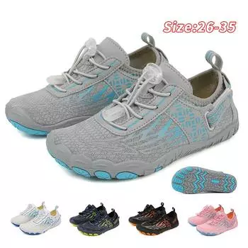 Детская водная обувь Детская аква-обувь Дренажные пляжные спортивные сандалии Быстросохнущие плавание босиком Кроссовки для катания на лодках, дайвинга и серфинга 26 чёрный